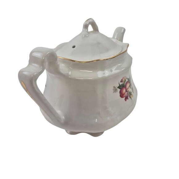 Arthur Wood And Son Teapot Porcelain Floral Gold Trim Staffordshire England 6404 - Picture 3 of 10